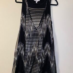 BCBGeneration Black and Silver Striped Mini Dress